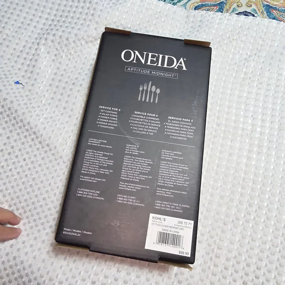 ONEIDA 20.PC APTITUDE MIDNIGHT STAINLESS FLATWARE SET